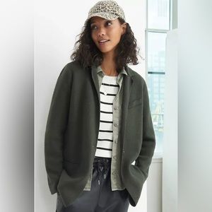 NWT Anthropologie Rani Sweater Blazer Jacket Size Small Green Cotton/Wool Z382-3